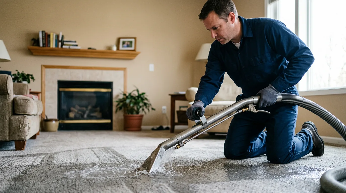 Water damage restoration technician working near Ludlow, MO
